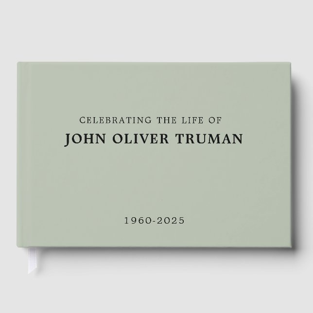Celebrating Life of Custom Memorial Funeral  Guest Book (Front)