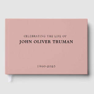 Celebrating Life of Personalized Memorial Pink Guest Book