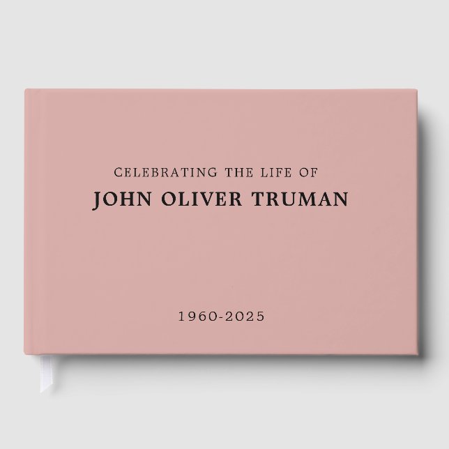 Celebrating Life of Personalized Memorial Pink Guest Book (Front)