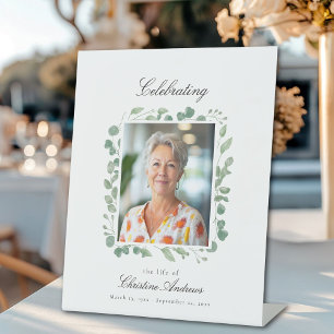 "Celebrating Life of" Photo Funeral Memorial  Pedestal Sign
