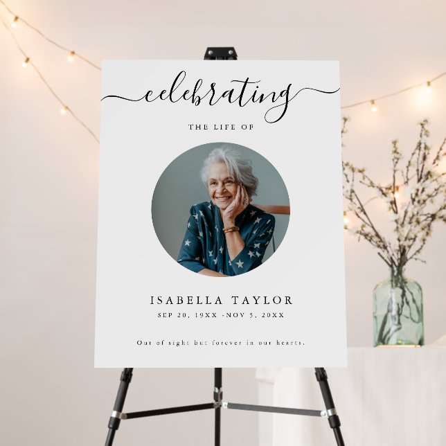 Celebrating Life | Simple Funeral Memory Photo Foam Board (In Situ (Stand))
