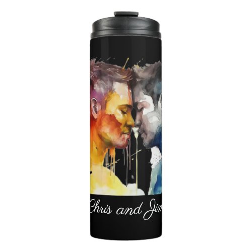 Celebrating Love Gay Men Kissing Personalized Thermal Tumbler