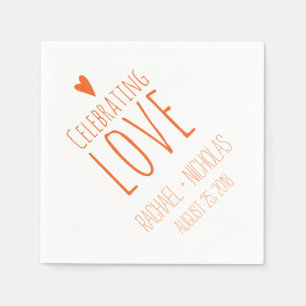 Celebrating Love Orange Wedding Napkins