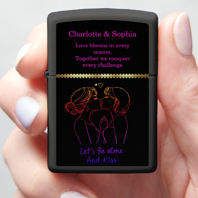 Celebrating love with playful women lingerie on a zippo lighter (In Hand)