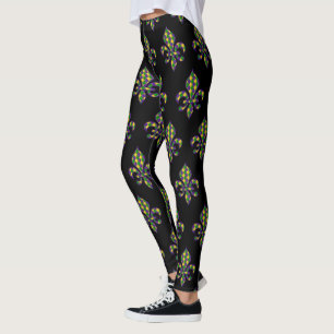 Celebrating Mardi Gras Carnival Black Leggings