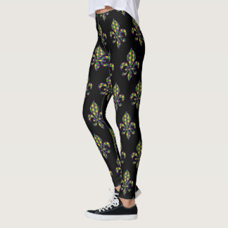 Celebrating Mardi Gras Carnival Black Leggings