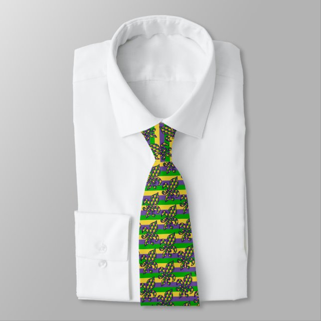 Celebrating Mardi Gras Carnival Neck Tie (Tied)