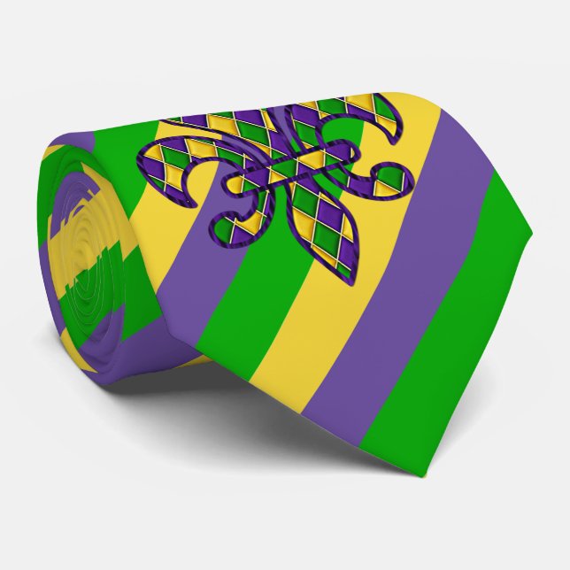 Celebrating Mardi Gras Carnival Neck Tie (Rolled)