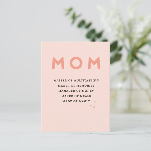 celebrating Mother MOM acronym cute funny Card (Standing Front)