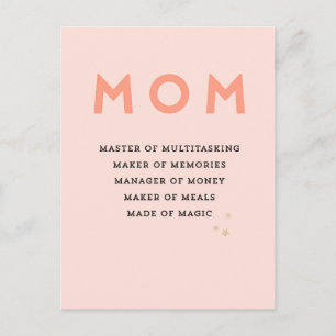 celebrating Mother MOM acronym cute funny Card