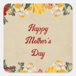 Celebrating Mother's Day 2024 with Bright Floral Square Sticker