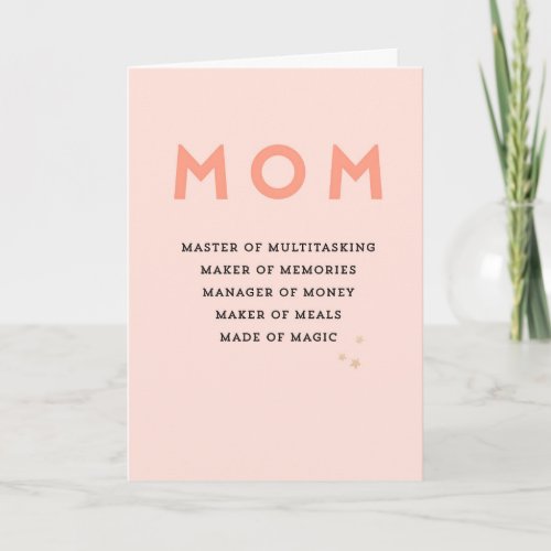 Celebrating Mothers  MOM acronym cute funny Card