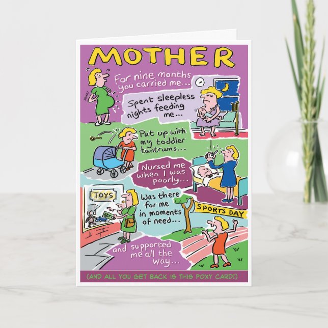 Celebrating Mum. Funny Mother Card (Front)