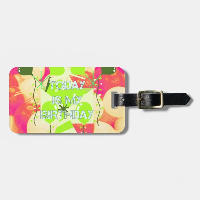 Celebrating My Joyous Birthday Blessings Luggage Tag (Front Horizontal)
