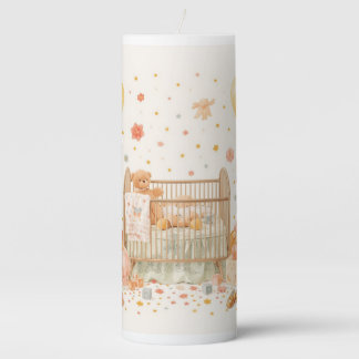 celebrating new baby pillar candle