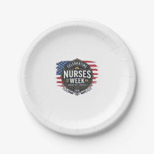 Celebrating Nurses Week 2026 Patriotic Vintage Des Paper Plates
