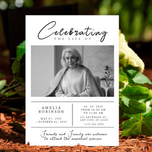 Celebrating of Life Minimalist Funeral Announcemen Invitation