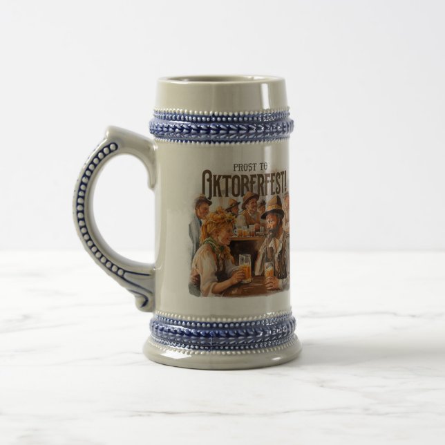 celebrating Oktoberfest by drinking bee Beer Stein (Left)