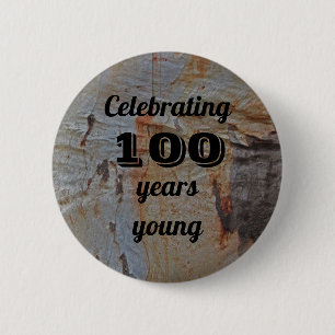 Celebrating One Hundred Years Young Rustic Brown Button