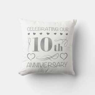 Celebrating Our 10th Anniversary Throw Pillow