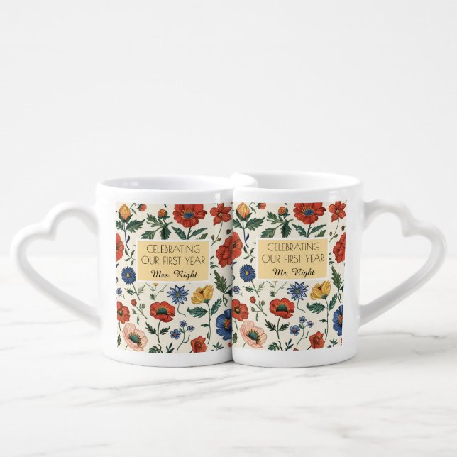 Celebrating Our First Year Anniversary Mug Set (Front Nesting)