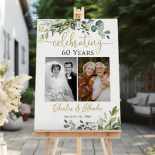 Celebrating Photo Anniversary Welcome Sign Golden 
