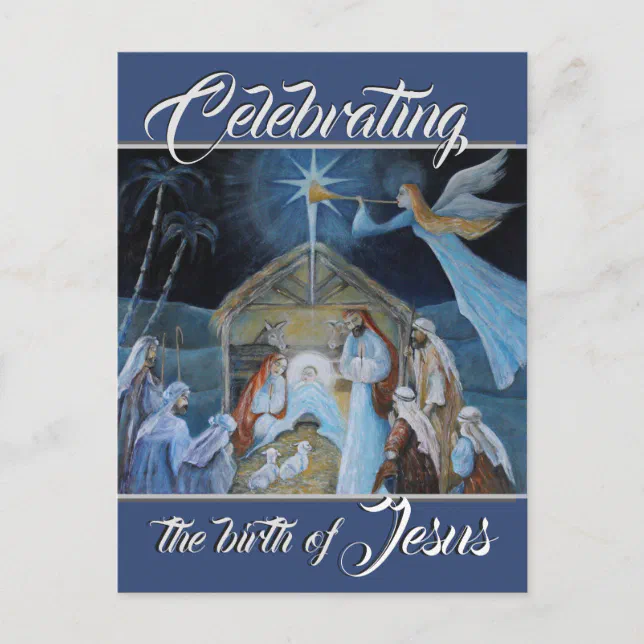 Celebrating the Birth of Jesus, Christmas Nativity Postcard | Zazzle