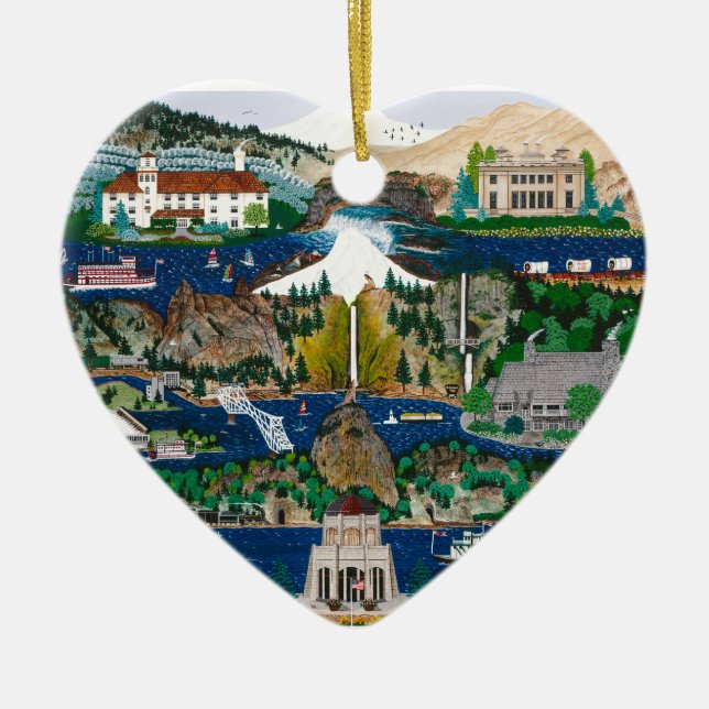 Celebrating the Columbia River Gorge Ceramic Ornament (Front)