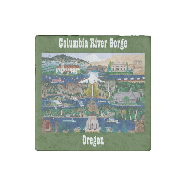 Celebrating the Columbia River Gorge Stone Magnet (Front)