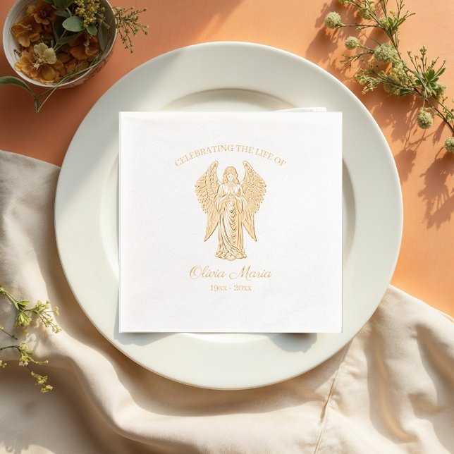 Celebrating the Life - Angel Memorial Foil Napkins (Creator Uploaded)