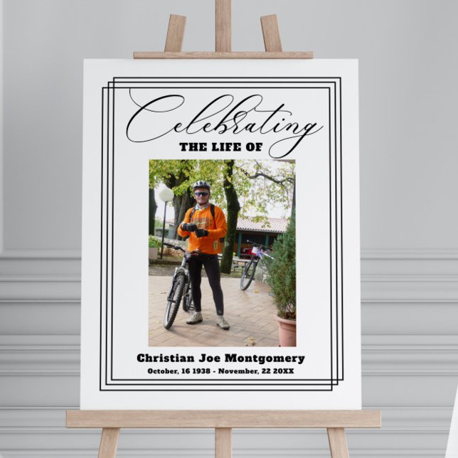 Celebrating the life Black Photo Funeral Foam Board (Creator Uploaded)