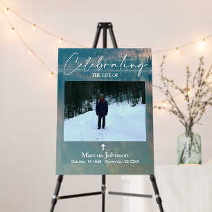 Celebrating the life Blue Funeral Poster
