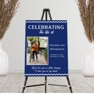 Celebrating the life Blue Photo Funeral Foam Board