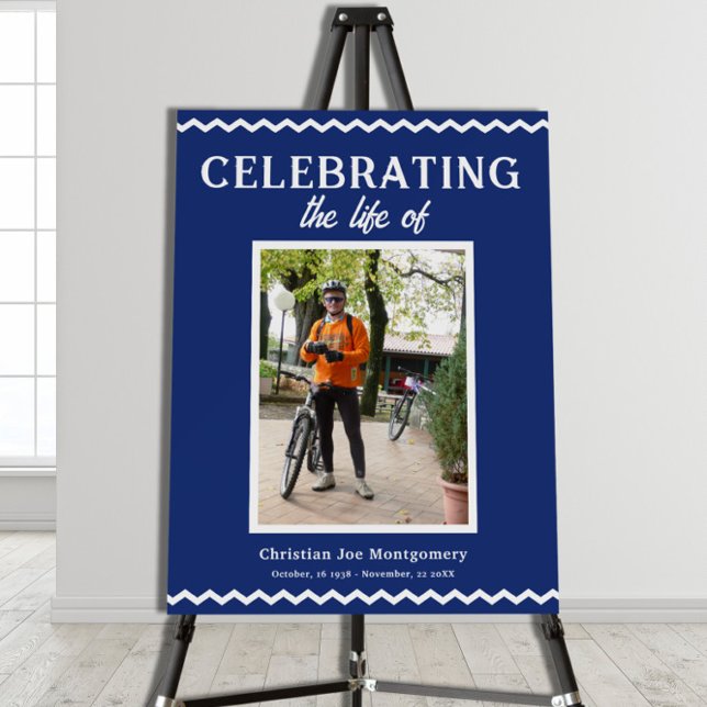 Celebrating the life Blue Photo Funeral Foam Board (Creator Uploaded)