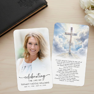 Celebrating the Life Cross Photo Prayer Cards