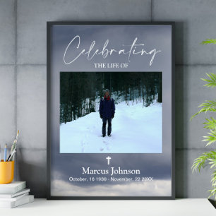 Celebrating the life Gray Cloudy Funeral Poster