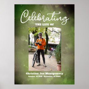 Celebrating the life Green Photo Funeral Poster
