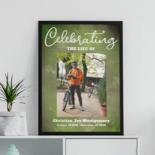 Celebrating the life Green Photo Funeral Poster