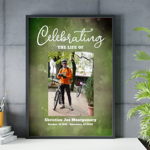 Celebrating the life Green Photo Funeral Poster