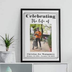Celebrating the life Grey Photo Funeral Poster
