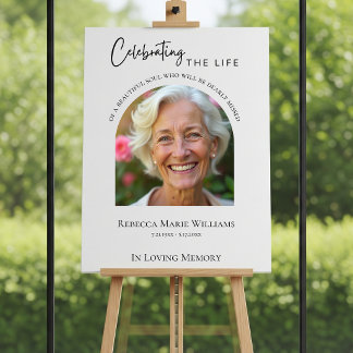 Celebrating The Life Modern Photo Funeral Sign