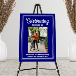 Celebrating the life Navy Blue Photo Funeral Foam Board