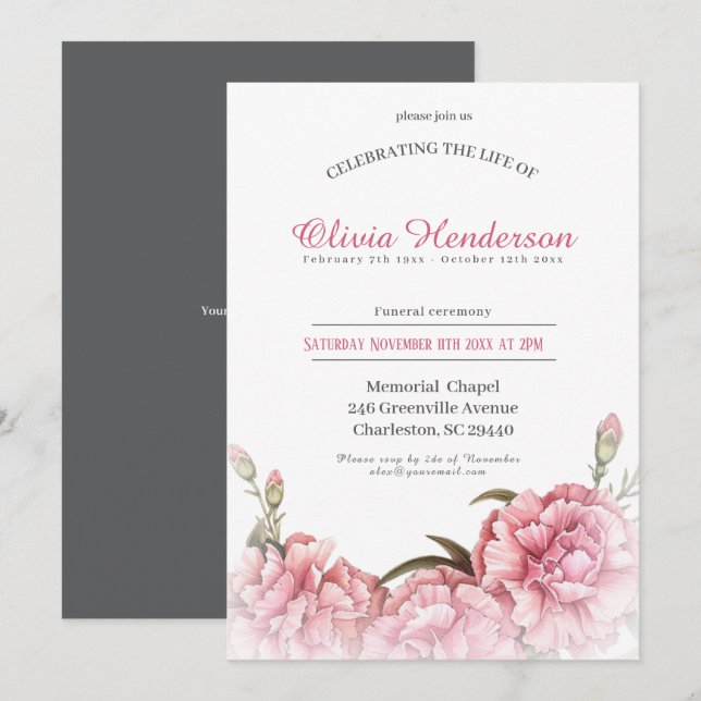 Celebrating the life of Floral Funeral  Invitation (Front/Back)