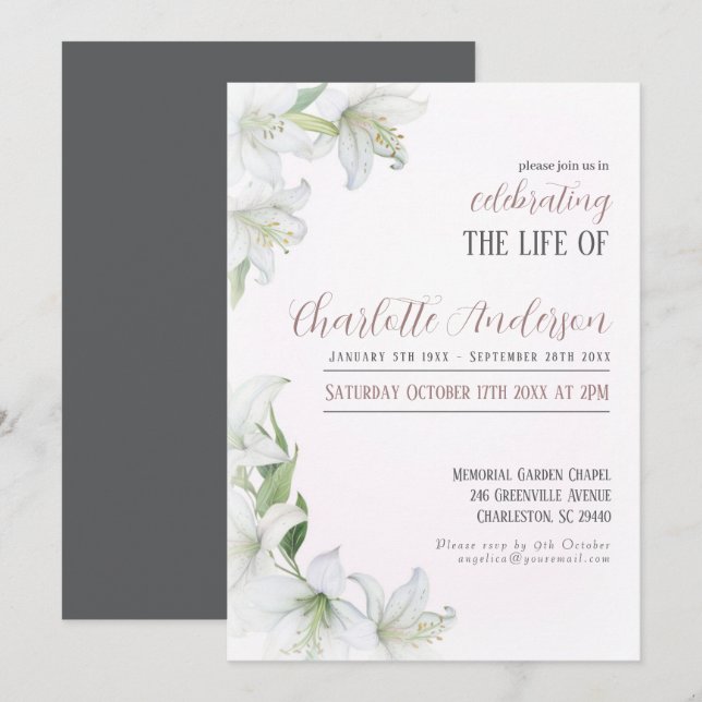 Celebrating the life of Funeral Invitation (Front/Back)
