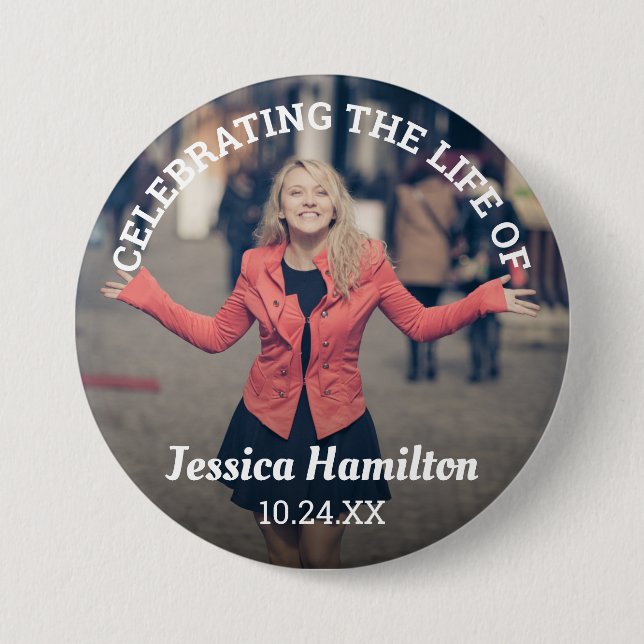 Celebrating the Life of | Funeral Photo Button (Front)