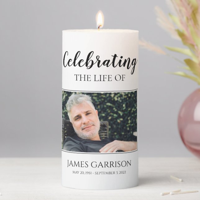 Celebrating The Life Of Memorial Funeral Pillar Candle (In Situ)