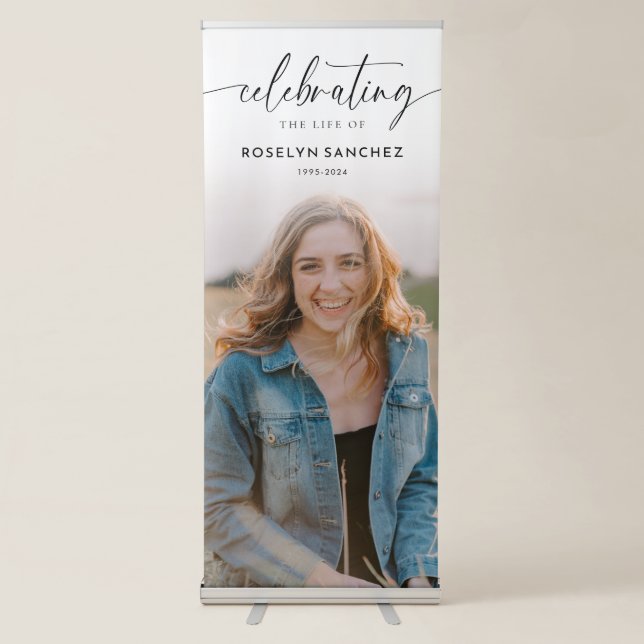 Celebrating the Life of Name Photo Memorial Retractable Banner (Front)