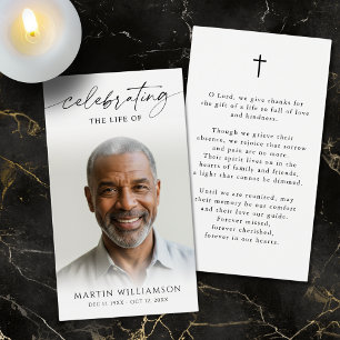 Celebrating the Life of Photo Cross Prayer Card