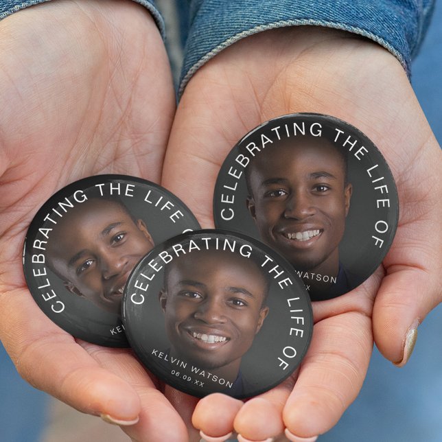 Celebrating The Life Of | Photo Memorial Funeral Button (Creator Uploaded)