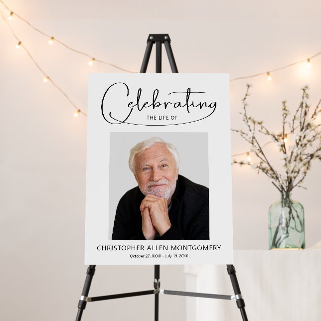 Celebrating the Life of Photo Memorial Funeral Foam Board (In Situ (Stand))